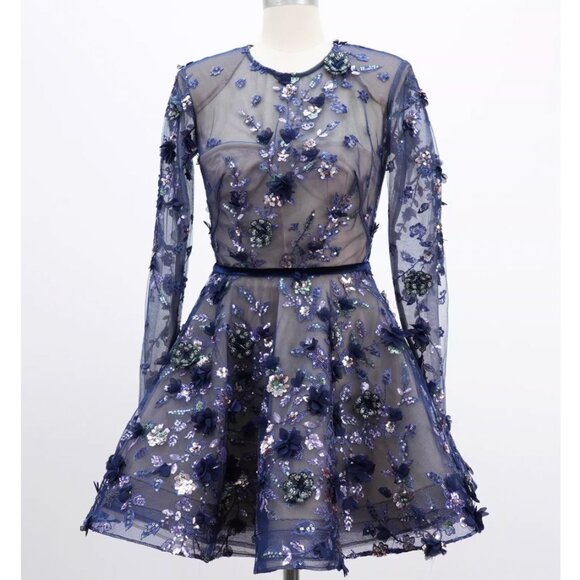 Bronx and Banco Talulah Mini Dress - Navy Blue Multi Sequin Party Cocktail - Picture 3 of 8